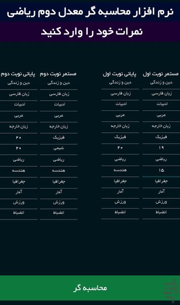 کارنامه سال دوم دبیرستان - عکس برنامه موبایلی اندروید
