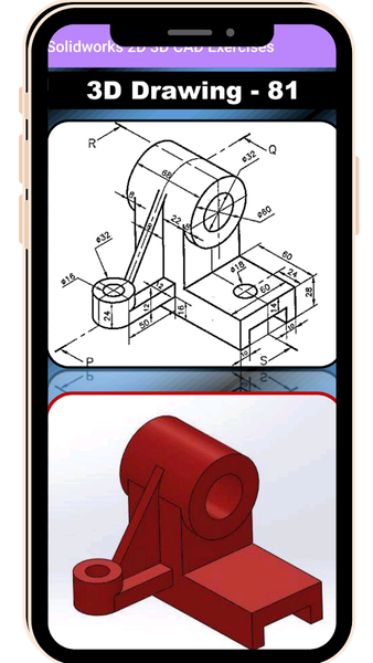 SolidWorks 2D 3D CAD Exercises - Image screenshot of android app
