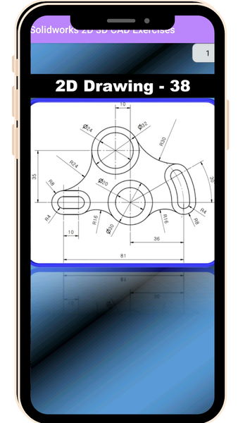 SolidWorks 2D 3D CAD Exercises - Image screenshot of android app