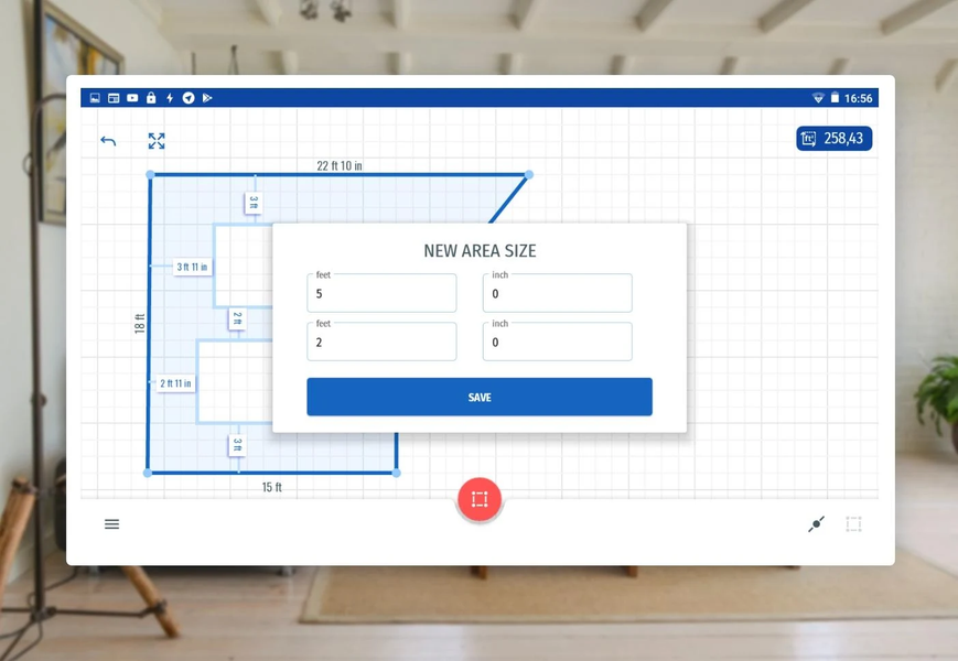AMPLUS Area Measure Calculator - Image screenshot of android app