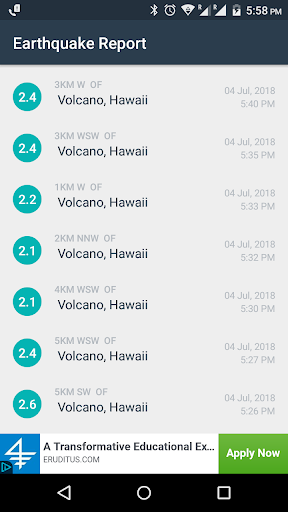Earthquake Reports - Image screenshot of android app