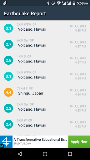 Earthquake Reports - Image screenshot of android app