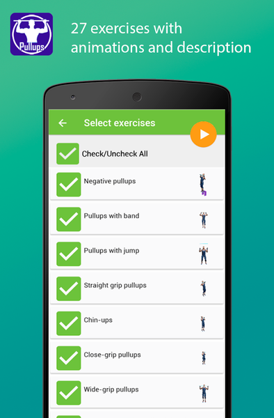 Pullups my workout - Image screenshot of android app
