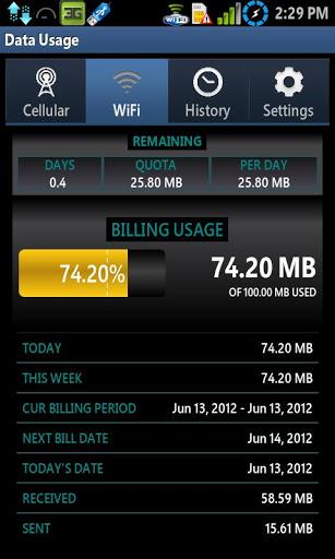 Data Usage - عکس برنامه موبایلی اندروید