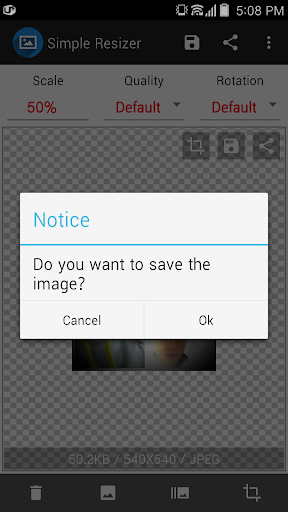 Reducing Image File Size - Image screenshot of android app