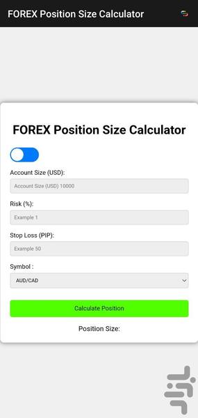 ماشین حساب ریسک فارکس - Image screenshot of android app