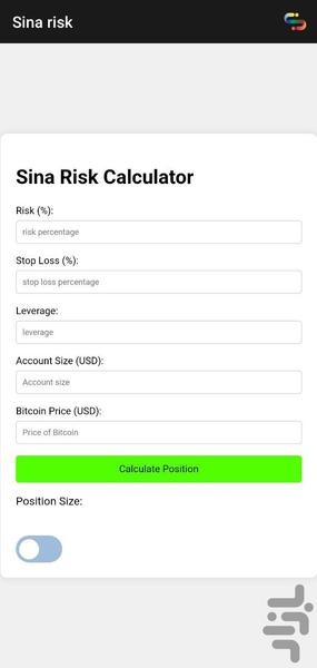 Crypto Position Size Calculator - Image screenshot of android app