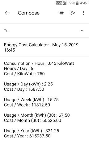 Energy Cost Calculator - Image screenshot of android app