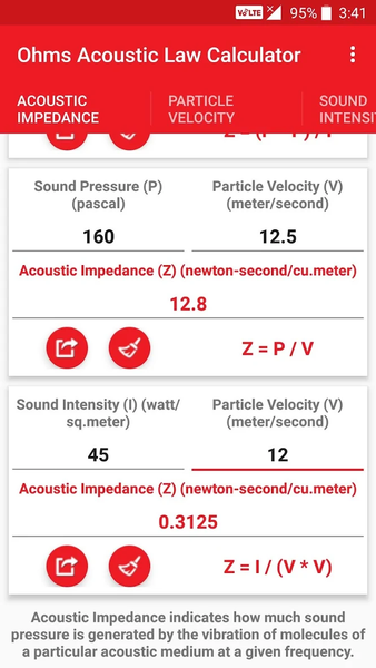 Ohms Acoustic Law Calculator - عکس برنامه موبایلی اندروید