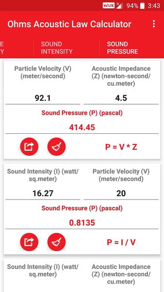 Ohms Acoustic Law Calculator - Image screenshot of android app
