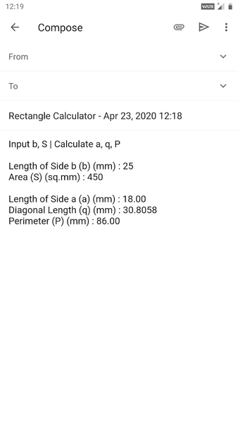 Rectangle Calculator - Image screenshot of android app