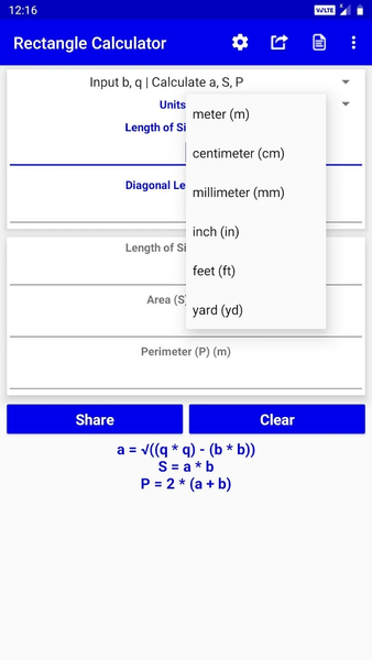 Rectangle Calculator - Image screenshot of android app