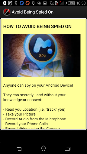 How To Avoid Being Spied On - Image screenshot of android app