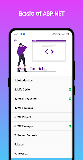 Learn ASP.NET - عکس برنامه موبایلی اندروید