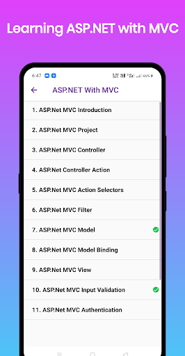 Learn ASP.NET - عکس برنامه موبایلی اندروید