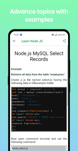 Learn Node.js - عکس برنامه موبایلی اندروید