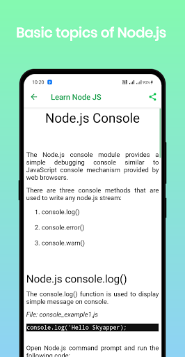 Learn Node.js - عکس برنامه موبایلی اندروید