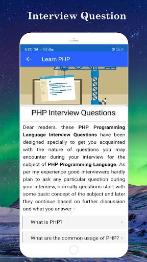 Learn PHP - عکس برنامه موبایلی اندروید