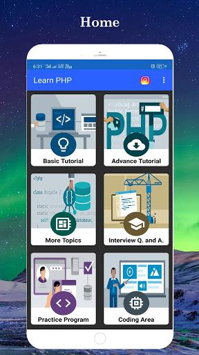 Learn PHP - Image screenshot of android app