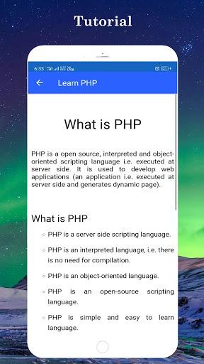 Learn PHP - عکس برنامه موبایلی اندروید