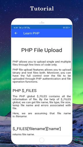 Learn PHP - عکس برنامه موبایلی اندروید