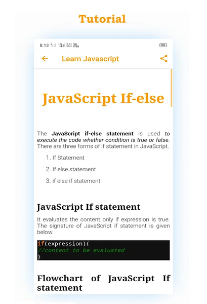 Learn Javascript - عکس برنامه موبایلی اندروید