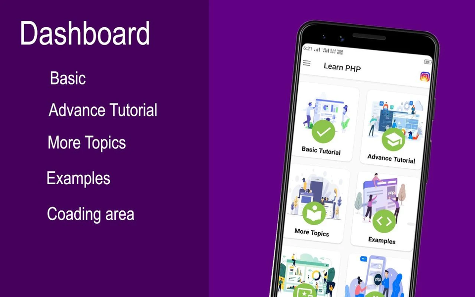 Learn PHP - عکس برنامه موبایلی اندروید