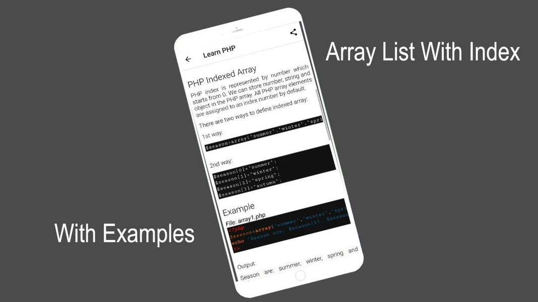 Learn PHP - عکس برنامه موبایلی اندروید
