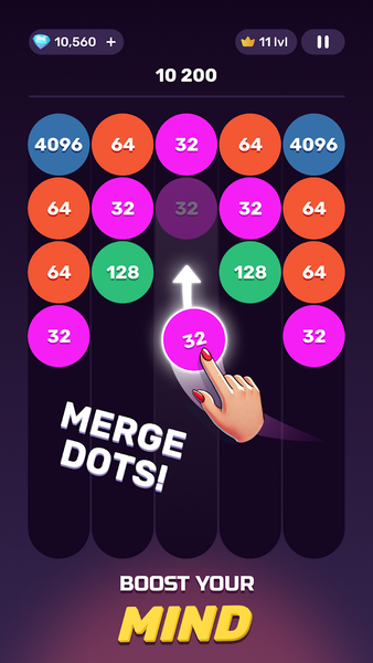 X2 Sticky Balls: 2048 Numbers - Gameplay image of android game