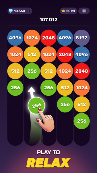 X2 Sticky Balls: 2048 Numbers - Gameplay image of android game