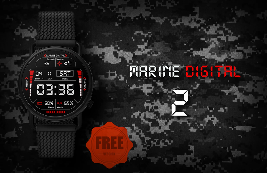 Marine Digital 2 Watch Face - عکس برنامه موبایلی اندروید