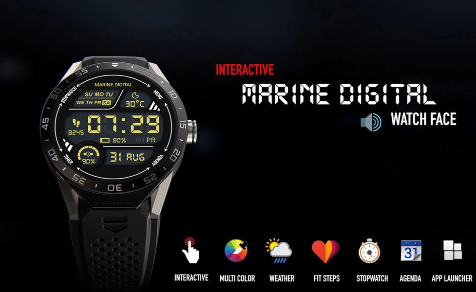 Marine Digital Watch Face - عکس برنامه موبایلی اندروید