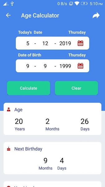 Age Calculator By Date Of Birt - عکس برنامه موبایلی اندروید