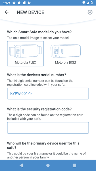 Motorola Smart Safe - Image screenshot of android app