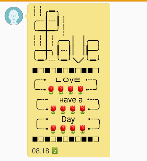 ASCII HEARTS:Send ASCII Hearts styles for free - Image screenshot of android app