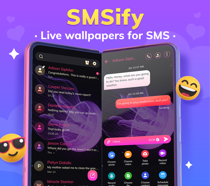 SMSify- SMS Messenger for Text - عکس برنامه موبایلی اندروید