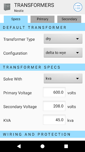 Transformer Calculator Free - عکس برنامه موبایلی اندروید