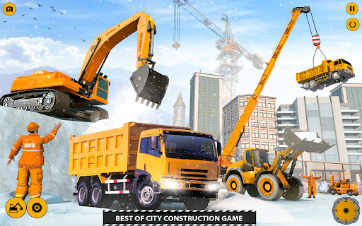 Snow Excavator Crane Simulator - Gameplay image of android game