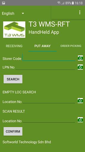T3 WMS-RFT(HandHeld App) - Image screenshot of android app