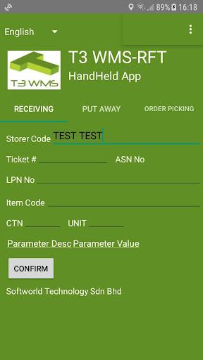 T3 WMS-RFT(HandHeld App) - Image screenshot of android app