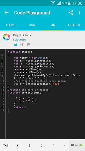 Learn JavaScript - Image screenshot of android app