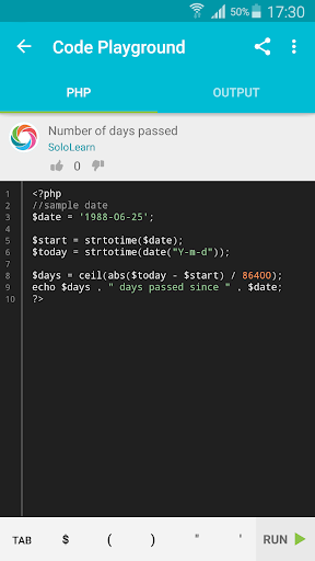 Learn PHP - Image screenshot of android app