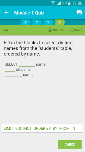 Learn SQL - عکس برنامه موبایلی اندروید