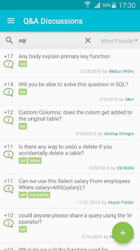 Learn SQL - عکس برنامه موبایلی اندروید