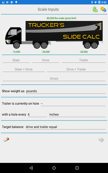 Trucker's Slide Calc - Image screenshot of android app