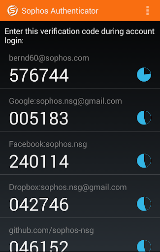 Sophos Authenticator - Image screenshot of android app