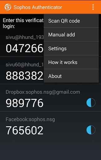 Sophos Authenticator - Image screenshot of android app