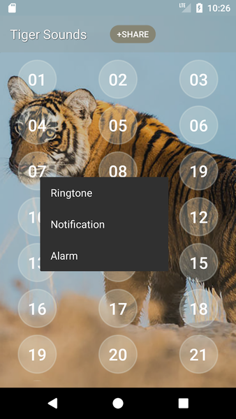 Tiger Sounds: Ringtone,Alarm - عکس برنامه موبایلی اندروید