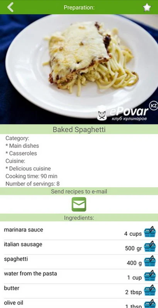 Spaghetti recipes - عکس برنامه موبایلی اندروید