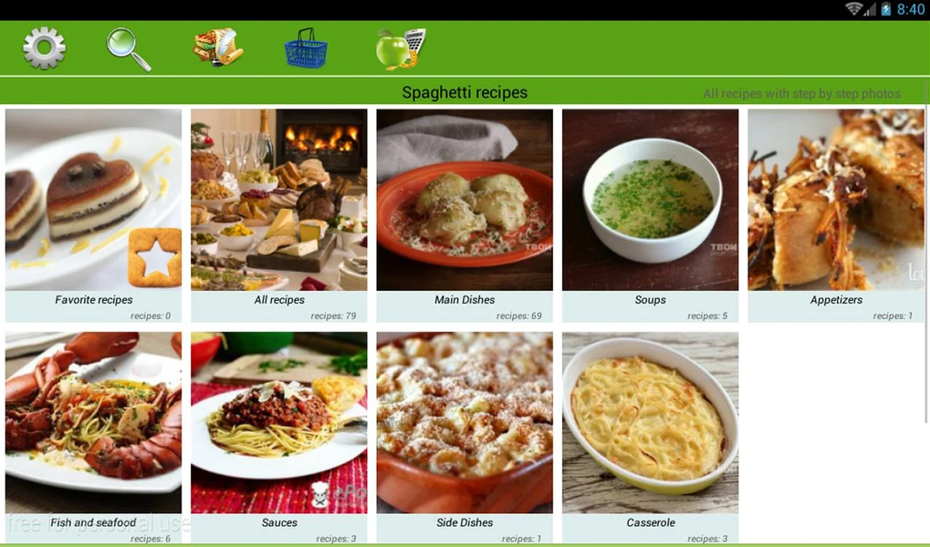 Spaghetti recipes - عکس برنامه موبایلی اندروید